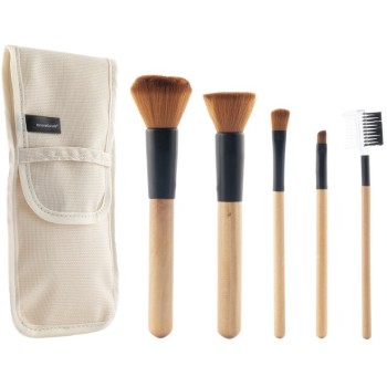 Kit de 5 pinceaux pour maquillage - Teint, yeux & lèvres - Bois - 03 - 27752869