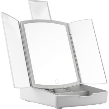 Miroir LED pliable avec compartiments - Blanc - 03 - 27752923