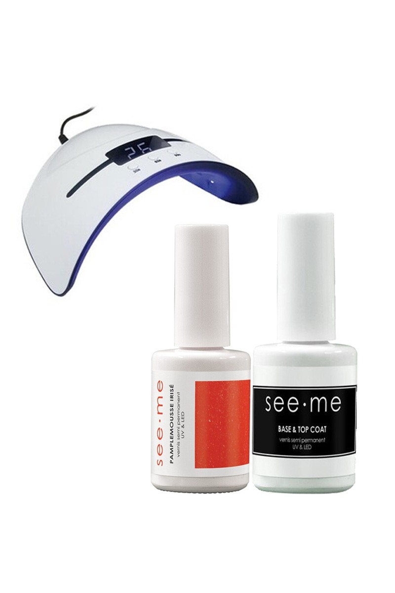 Kit manucure pamplemousse irisé - Vernis, soins & lampe - 3 produits  - 03 - 30224420