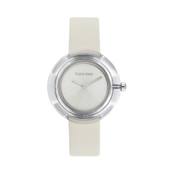 Montre à quartz en cuir - Blanc et argenté - 02 - 33600045