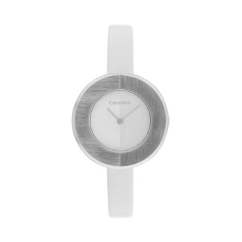 Montre à quartz en cuir - Blanc et argenté - 02 - 33600049