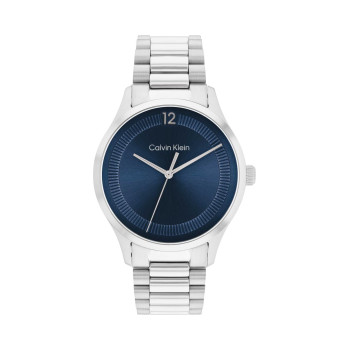 Montre à quartz en acier - Argenté et bleu marine - 02 - 33600077