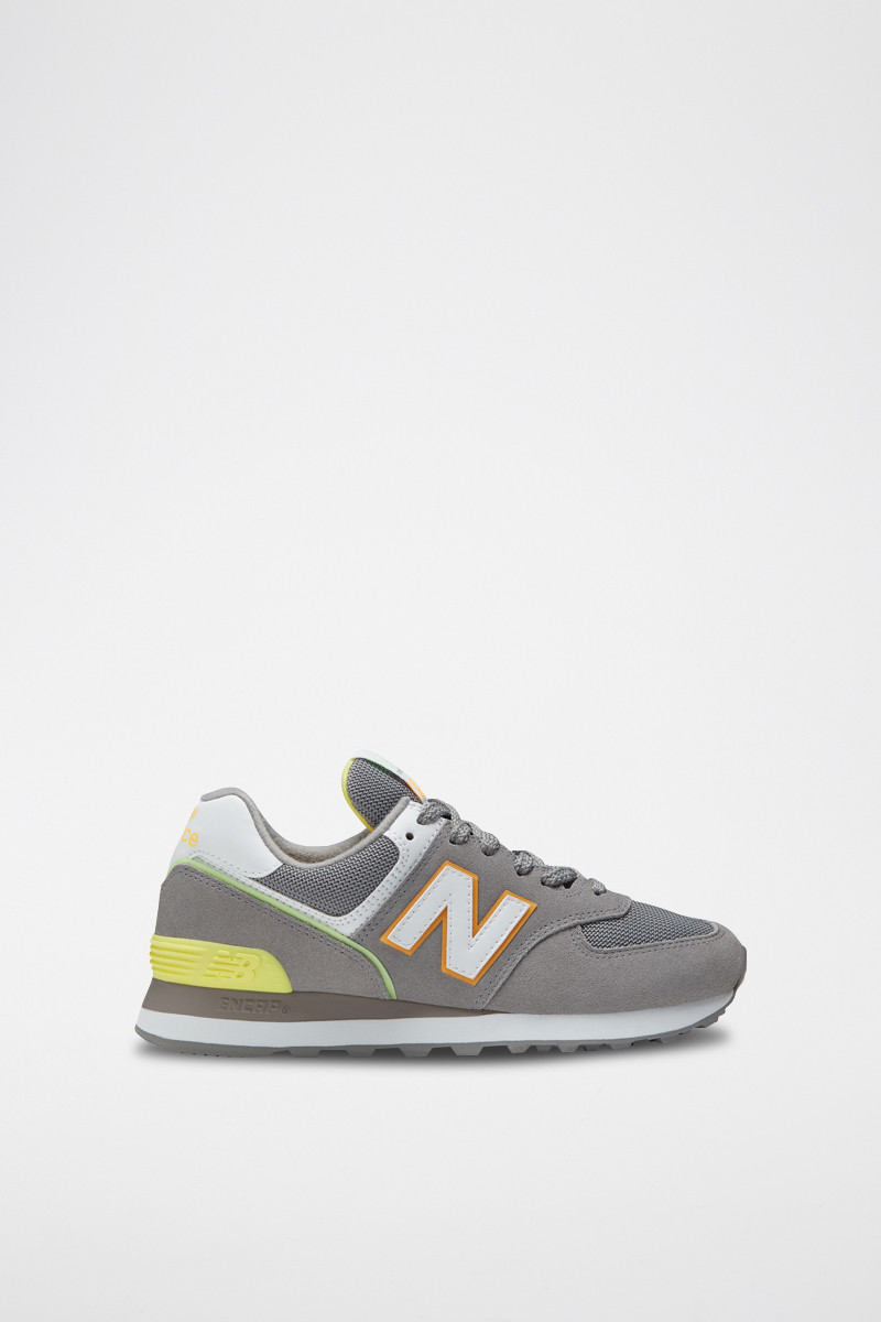 Sneakers en nubuck 574 - Gris et jaune - 02 - 33227915