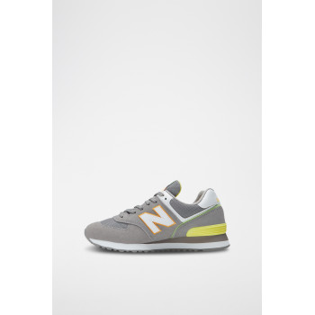 Sneakers en nubuck 574 - Gris et jaune - 02 - 33227915