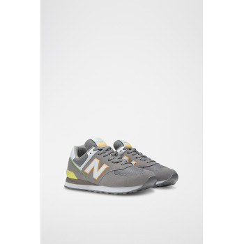 Sneakers en nubuck 574 - Gris et jaune - 02 - 33227915