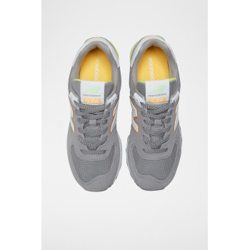 Sneakers en nubuck 574 - Gris et jaune - 02 - 33227915