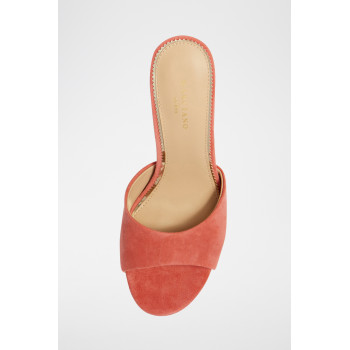 Mules à talons en nubuck - Corail - 02 - 33278679