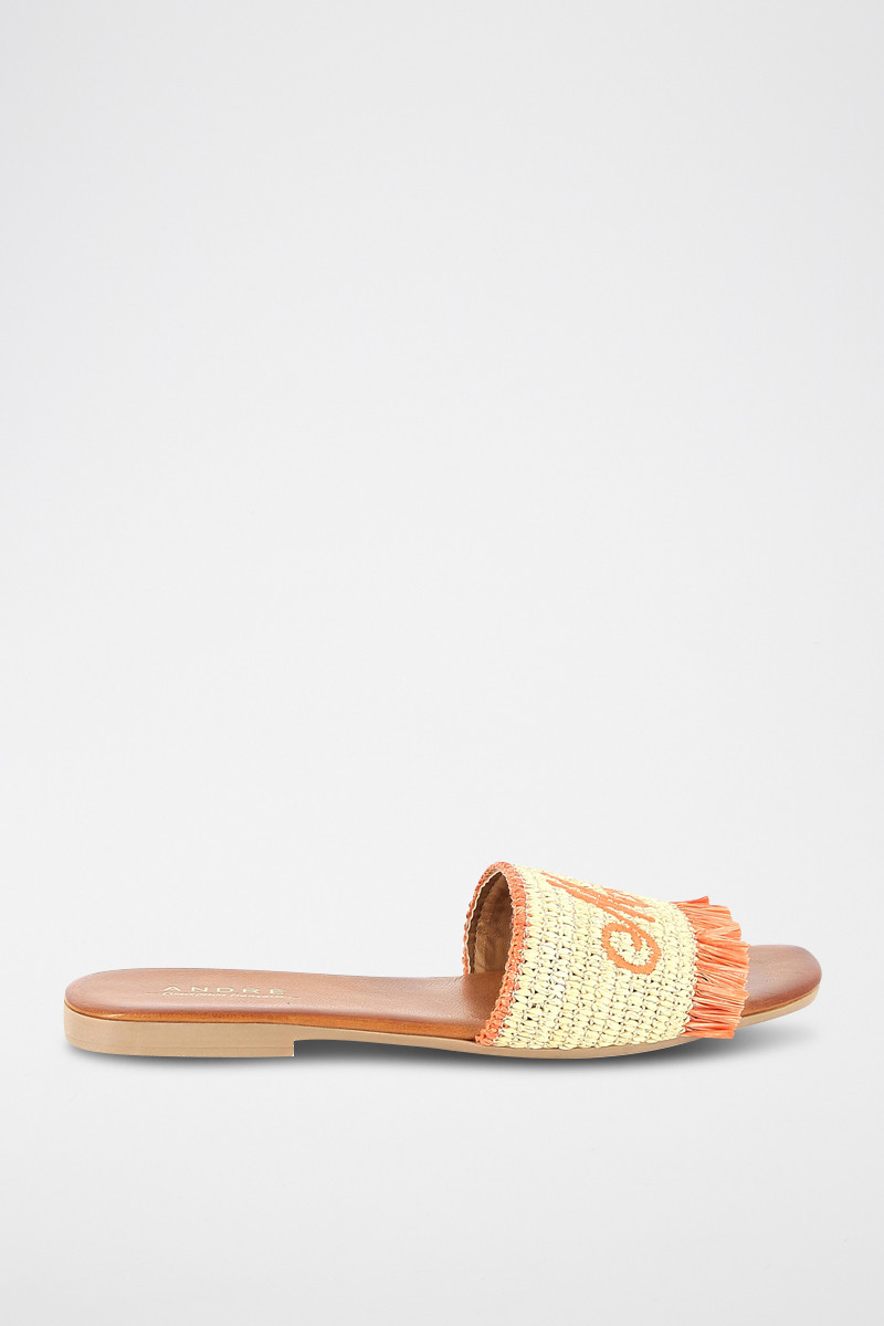 Mules en paille Moncoeur - Orange - 02 - 33368668