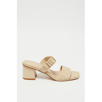 Mules à talons en cuir Candide - Beige - 02 - 33368674