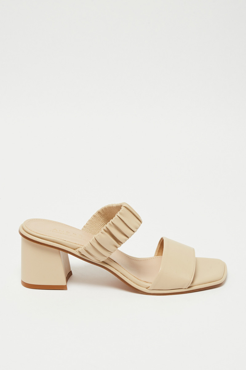 Mules à talons en cuir Candide - Beige - 02 - 33368674