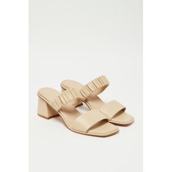 Mules à talons en cuir Candide - Beige - 02 - 33368674