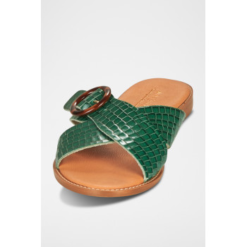 Mules en cuir Braidy - Vert - 02 - 33368675