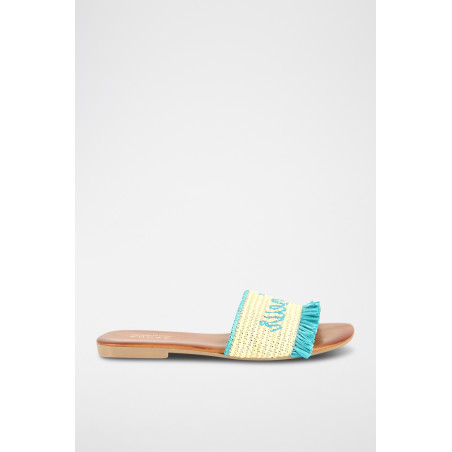 Mules en paille Moncoeur - Turquoise et Jaune - 02 - 33368690