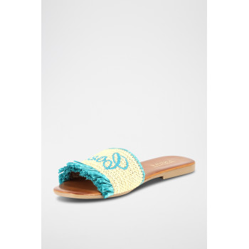 Mules en paille Moncoeur - Turquoise et Jaune - 02 - 33368690