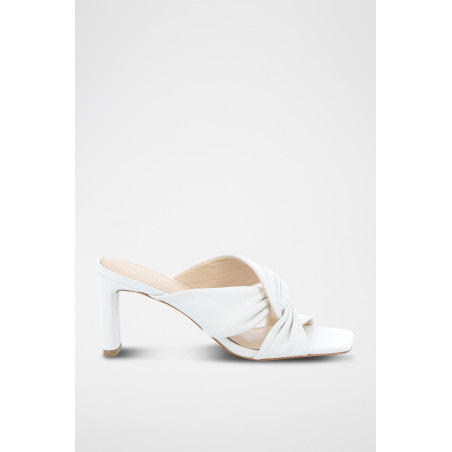 Mules à talons en cuir Elegance - Blanc - 02 - 33368691