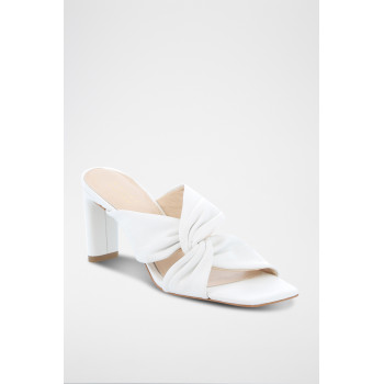 Mules à talons en cuir Elegance - Blanc - 02 - 33368691