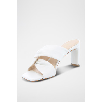 Mules à talons en cuir Elegance - Blanc - 02 - 33368691