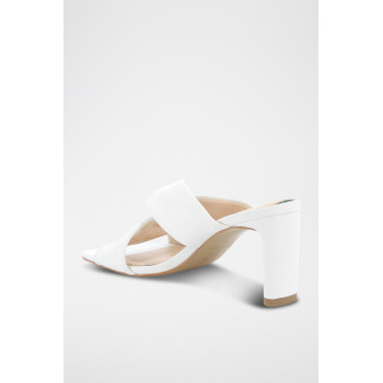 Mules à talons en cuir Elegance - Blanc - 02 - 33368691