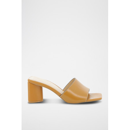 Mules à talons en cuir Imprevisible - Camel - 02 - 33368695