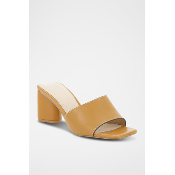 Mules à talons en cuir Imprevisible - Camel - 02 - 33368695