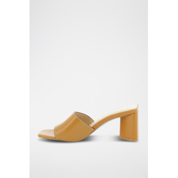 Mules à talons en cuir Imprevisible - Camel - 02 - 33368695