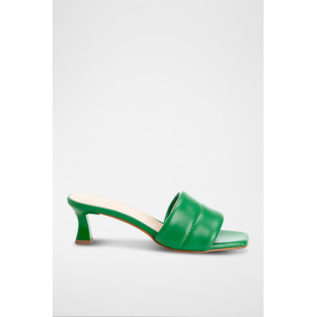 Mules à talons en cuir Kim - Vert - 02 - 33368696