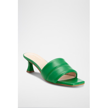 Mules à talons en cuir Kim - Vert - 02 - 33368696