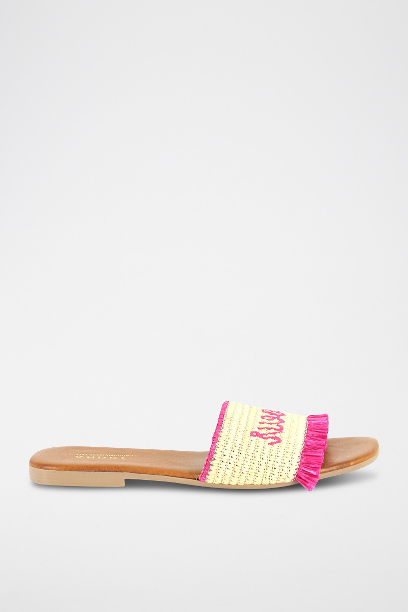 Mules en paille Moncoeur - Fuchsia - 02 - 33368703