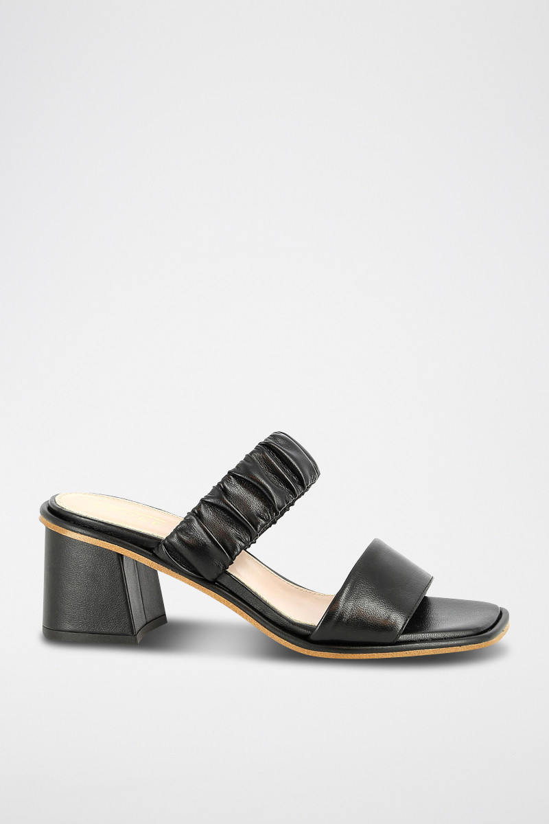 Mules à talons en cuir Candide - Noir - 02 - 33368708