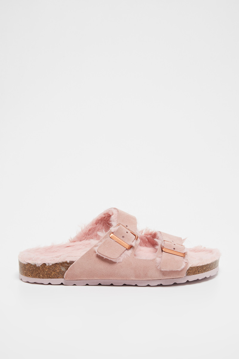 Mules fourrées en nubuck Winnie - Rose - 02 - 33368732