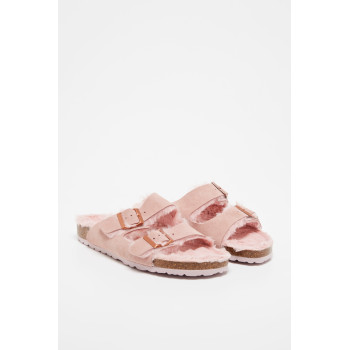 Mules fourrées en nubuck Winnie - Rose - 02 - 33368732