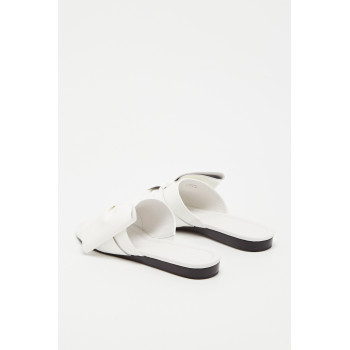 Mules en cuir verni - Blanc - 02 - 33363693