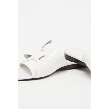 Mules en cuir verni - Blanc - 02 - 33363693