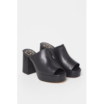 Mules à talons en cuir Deltino - Noir - 02 - 33445468