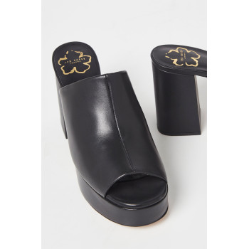 Mules à talons en cuir Deltino - Noir - 02 - 33445468