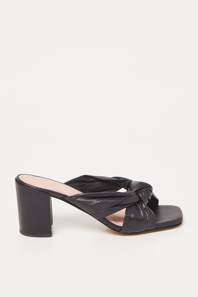 Mules à talons en cuir - Noir - 02 - 33487120