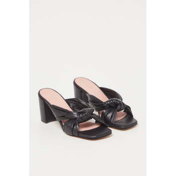 Mules à talons en cuir - Noir - 02 - 33487120