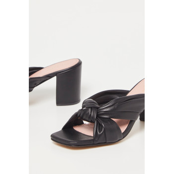 Mules à talons en cuir - Noir - 02 - 33487120