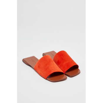 Mules en croûte de cuir de chèvre Geo - Rouge - 02 - 32088275