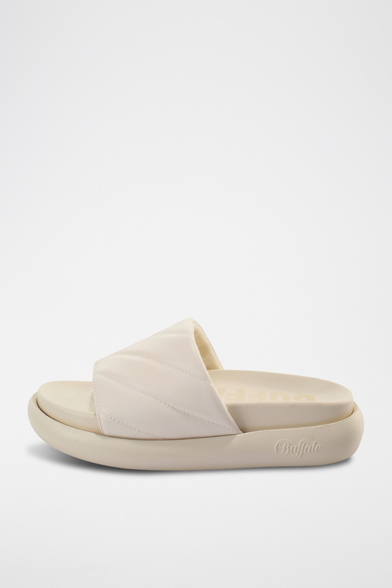 Mules plateformes en cuir vegan Rey Quilt 2 - Crème - 02 - 33363675