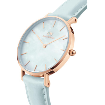 Montre à quartz en cuir, nacre et plaqué or rose - 28 mm - 02 - 33646111