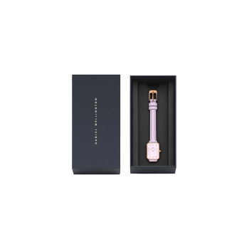 Montre à quartz en cuir, nacre et plaqué or rose - Mauve - 20 x 26 mm - 02 - 33646112