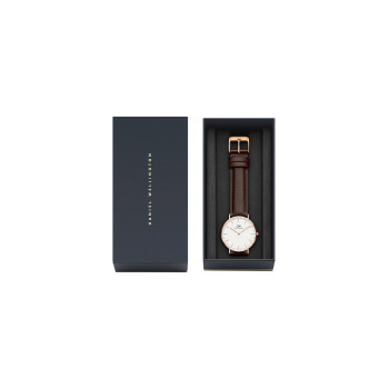 Montre à quartz en cuir et plaqué or rose Bristol - Marron - 36 mm - 02 - 33646115