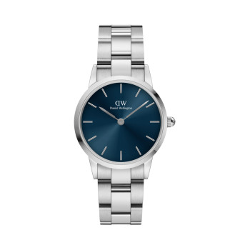 Montre à quartz en acier Arctic - 28 mm - Argenté et bleu marine - 02 - 33646124