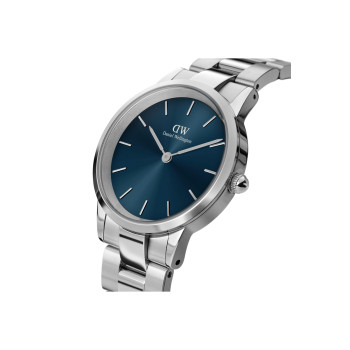 Montre à quartz en acier Arctic - 28 mm - Argenté et bleu marine - 02 - 33646124