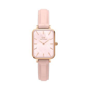 Montre à quartz en cuir, nacre et plaqué or rose - 20 x 26 mm - 02 - 33646130