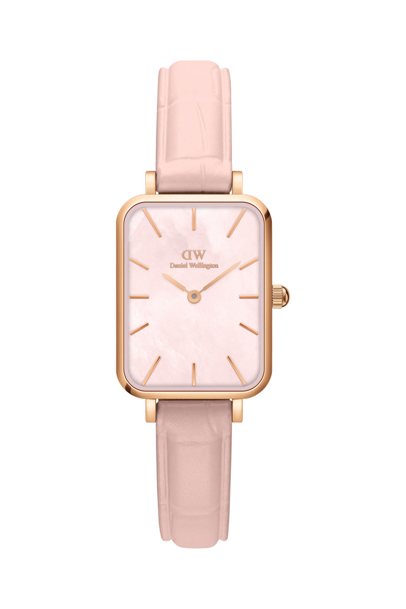 Montre à quartz en cuir, nacre et plaqué or rose - 20 x 26 mm - 02 - 33646130