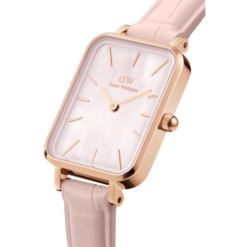 Montre à quartz en cuir, nacre et plaqué or rose - 20 x 26 mm - 02 - 33646130