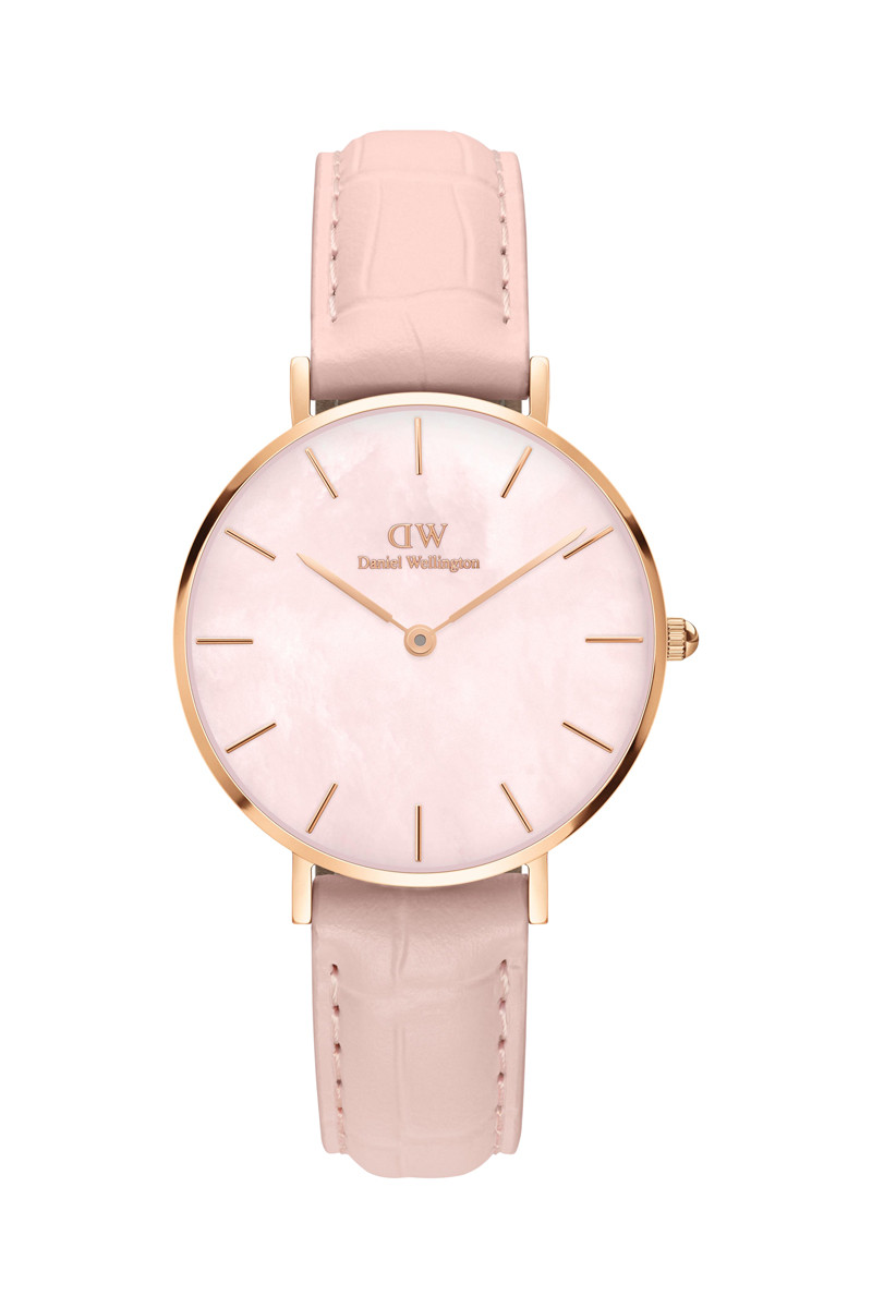 Montre à quartz en cuir, nacre et plaqué or rose - 32 mm - 02 - 33646134