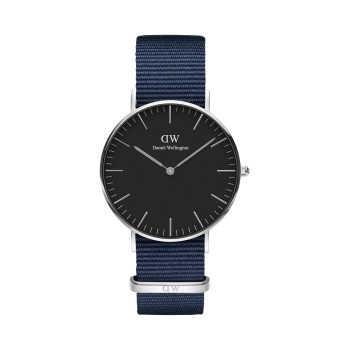 Montre à quartz en tissu Bayswater - Bleu marine et argenté - 36 mm - 02 - 33646143